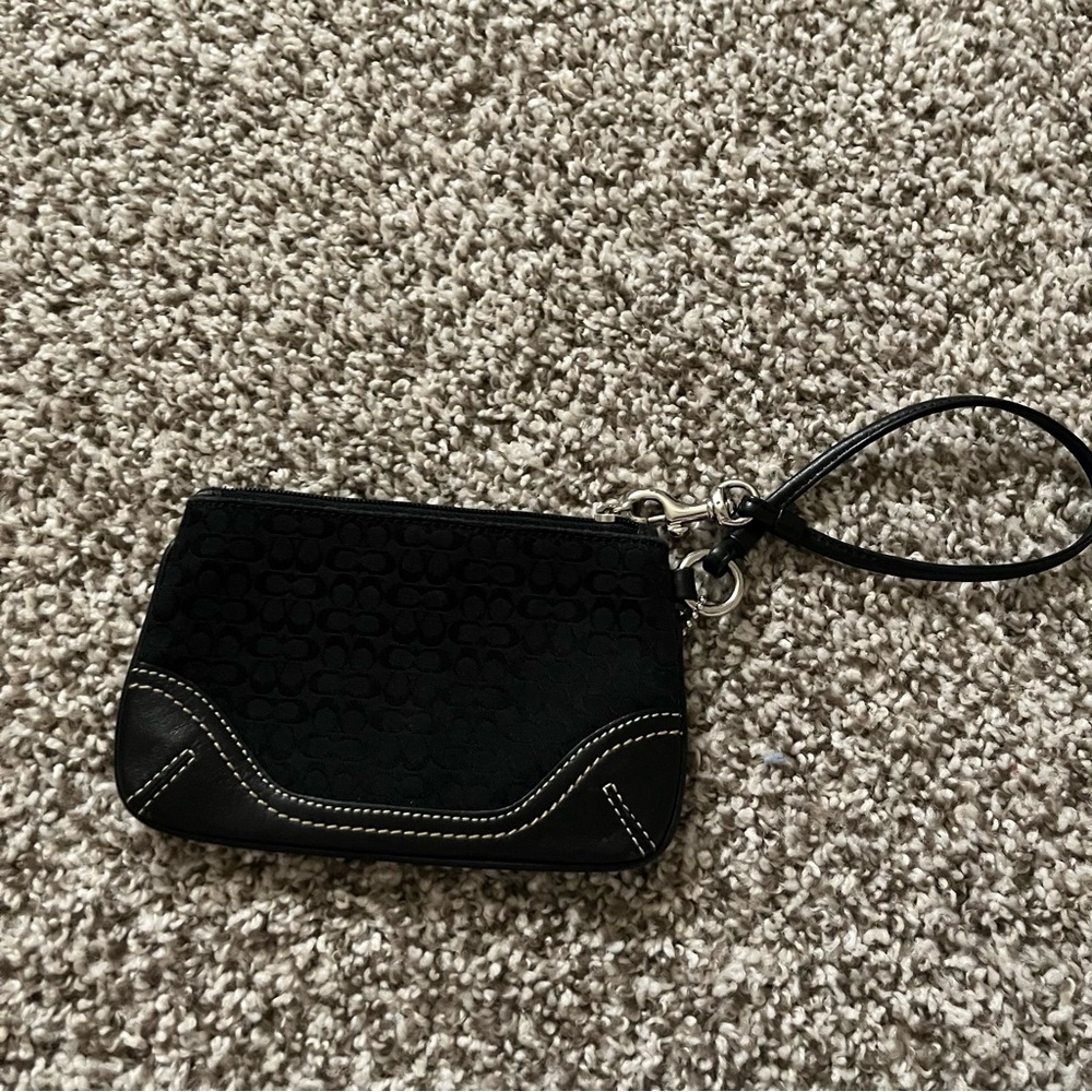 Elegant Black Coach Wristlet Clutch